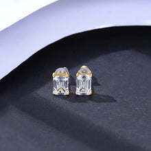Load image into Gallery viewer, Emerald Cut 14k gold plated Sterling silver studs 
