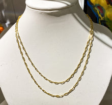 Load image into Gallery viewer, Two gold paper clip chain necklaces- Dainty Necklace-Gold Hill Luxe

