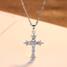 Load image into Gallery viewer, Sterling Silver Cross CZ Necklace
