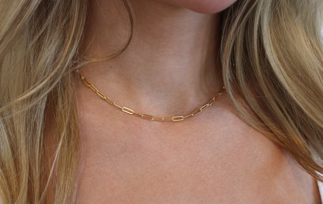 Paper Clip Link Chain Necklace - Gold Hill Luxe