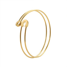 Load image into Gallery viewer, Gold safety pin bangle bracelet

