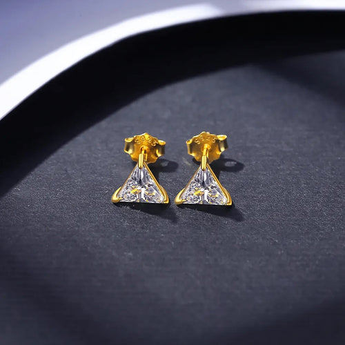 Triangle Cut 14K Gold Plated Sterling Silver Earrings