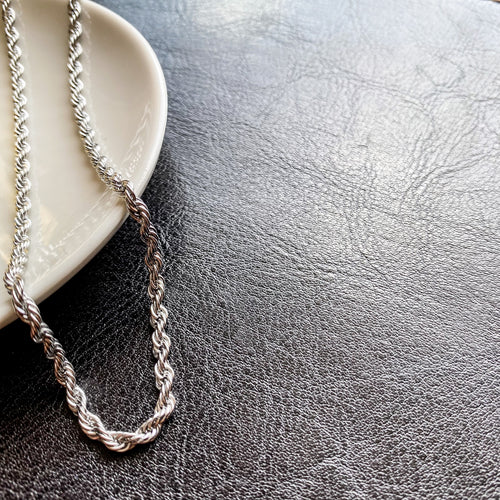 Victoria Silver 3 mm Rope Chain Necklace - Gold Hill Luxe